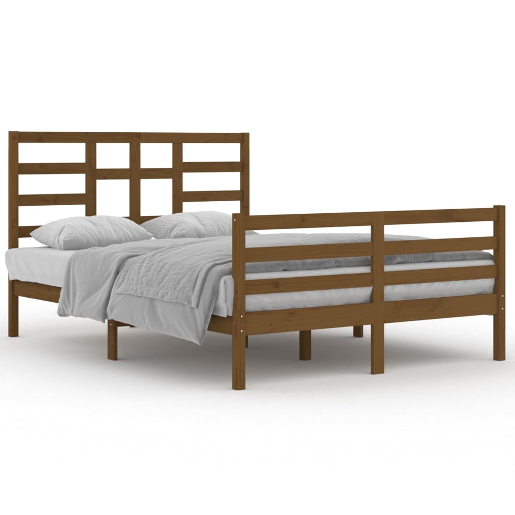 Bedframe Massief Hout Honingbruin 140X200 Cm