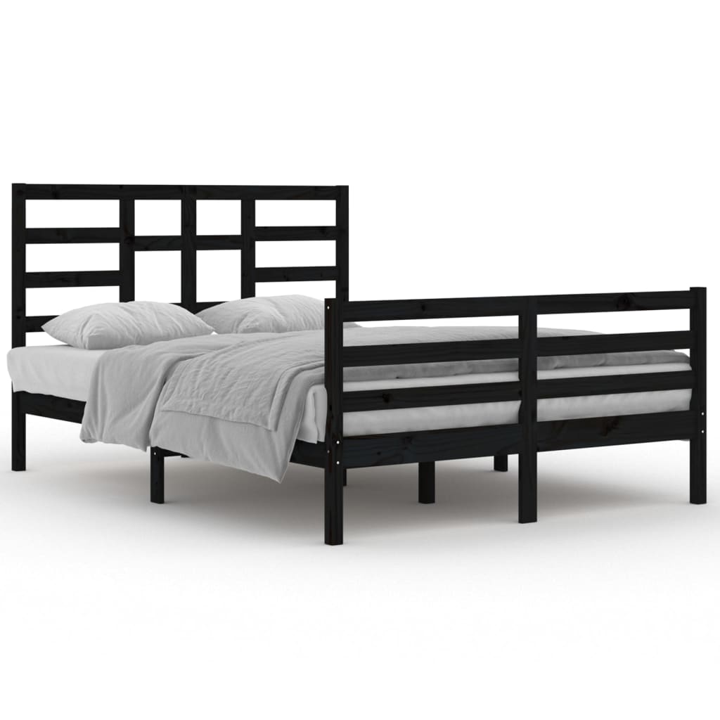 Bedframe Massief Hout Zwart 140X200 Cm