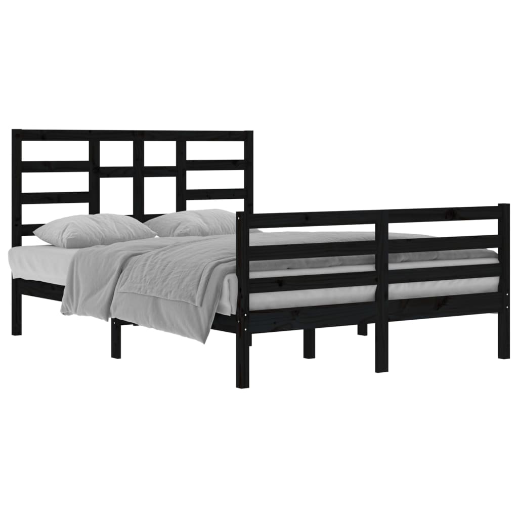 Bedframe Massief Hout Zwart 140X200 Cm