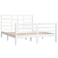 Bedframe Massief Hout Wit 150X200 Cm 5Ft King Size