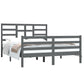 Bedframe Massief Hout Grijs 150X200 Cm 5Ft King Size