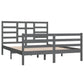 Bedframe Massief Hout Grijs 150X200 Cm 5Ft King Size