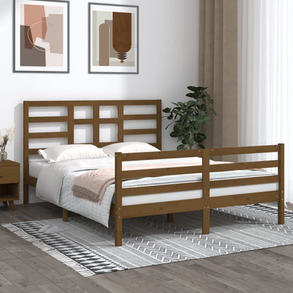 Bedframe Massief Hout Honingbruin 150X200 Cm 5Ft King Size