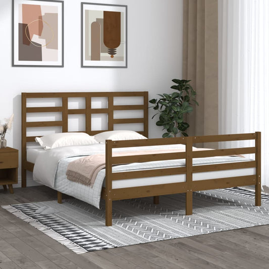 Bedframe Massief Hout Honingbruin 150X200 Cm 5Ft King Size