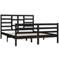 Bedframe Massief Hout Zwart 150X200 Cm 5Ft King Size