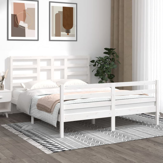 Bedframe Massief Hout Wit 160X200 Cm