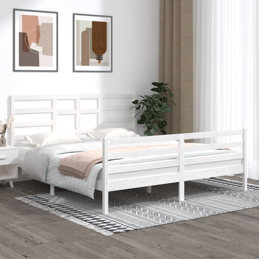 Bedframe Massief Hout Wit 180X200 Cm 6Ft Super King