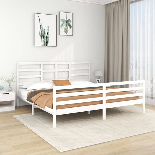 Bedframe Massief Hout Wit 200X200 Cm