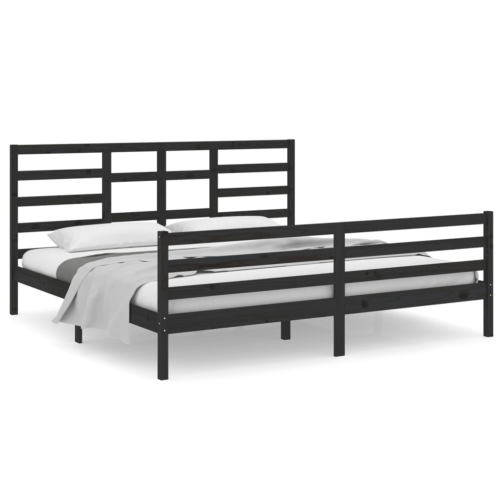 Bedframe Massief Hout Zwart 200X200 Cm