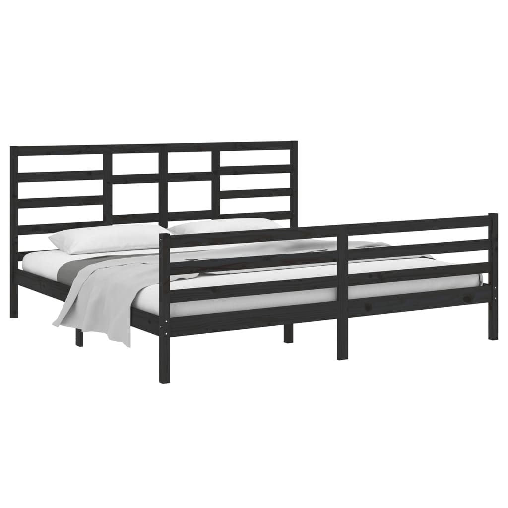 Bedframe Massief Hout Zwart 200X200 Cm