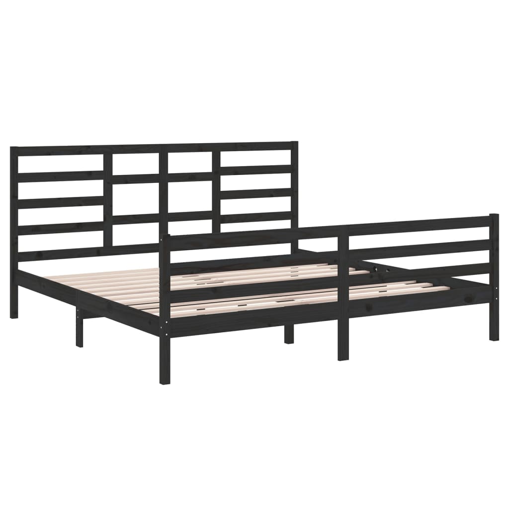 Bedframe Massief Hout Zwart 200X200 Cm