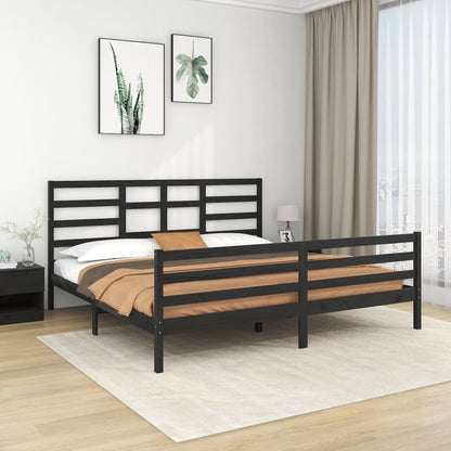 Bedframe Massief Hout Zwart 200X200 Cm