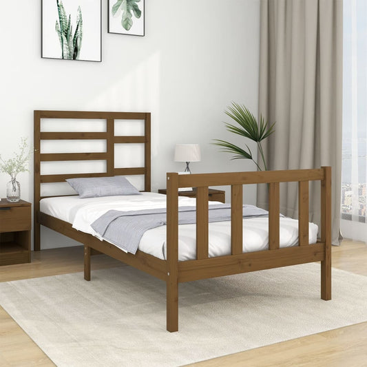 Bedframe Massief Hout Honingbruin 75X190 Cm 2Ft6 Small Single