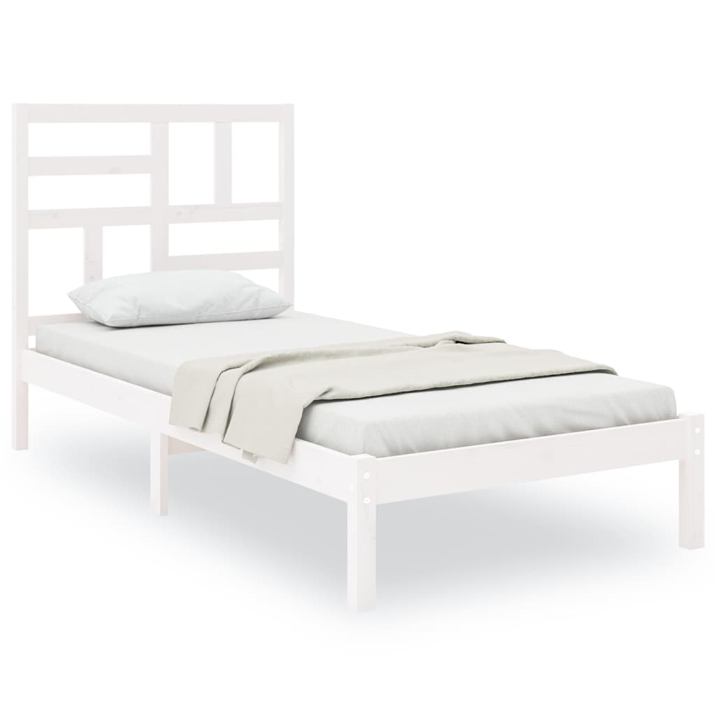 Bedframe Massief Hout Wit 75X190 Cm 2Ft6 Small Single