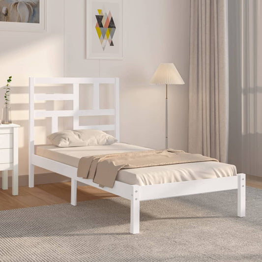 Bedframe Massief Hout Wit 75X190 Cm 2Ft6 Small Single