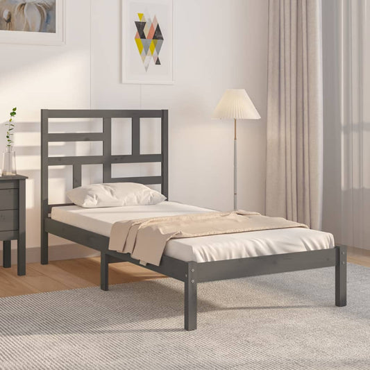 Bedframe Massief Hout Grijs 75X190 Cm 2Ft6 Small Single