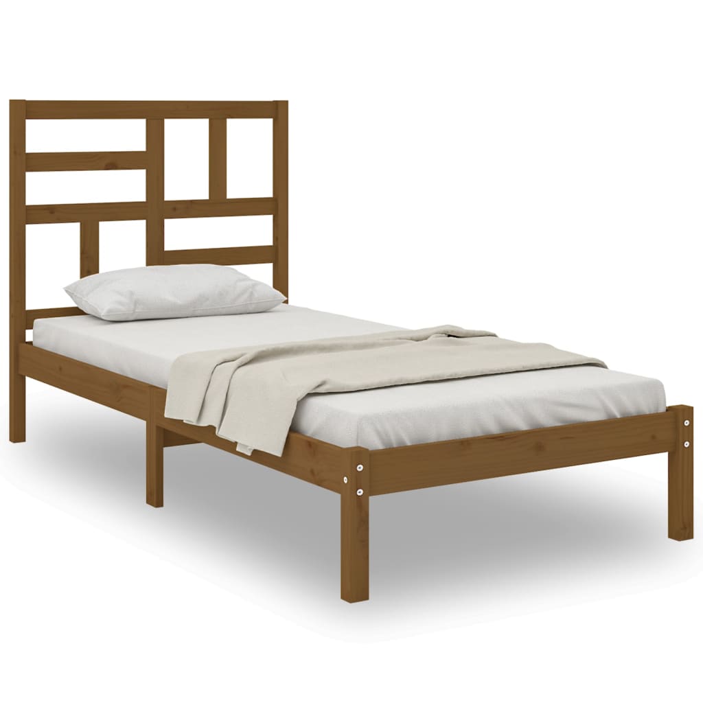 Bedframe Massief Hout Honingbruin 75X190 Cm 2Ft6 Small Single
