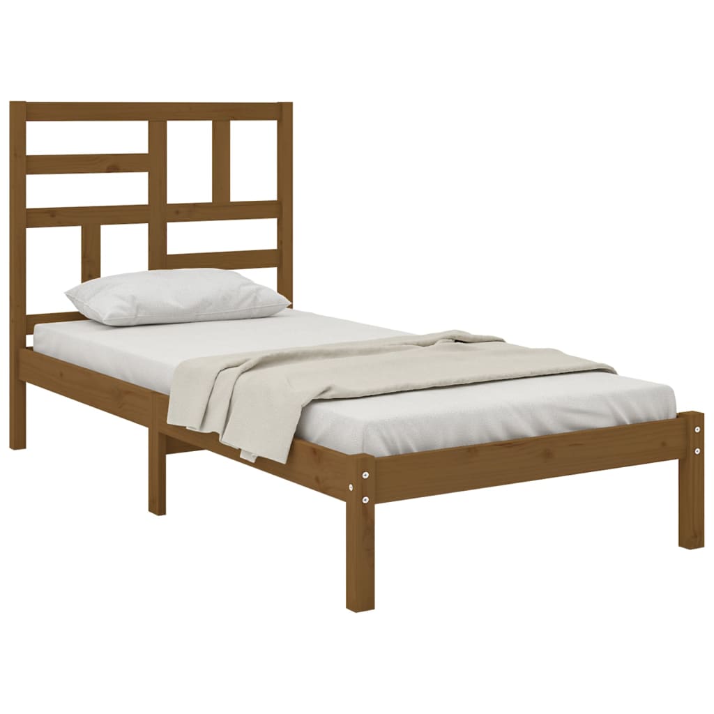 Bedframe Massief Hout Honingbruin 75X190 Cm 2Ft6 Small Single