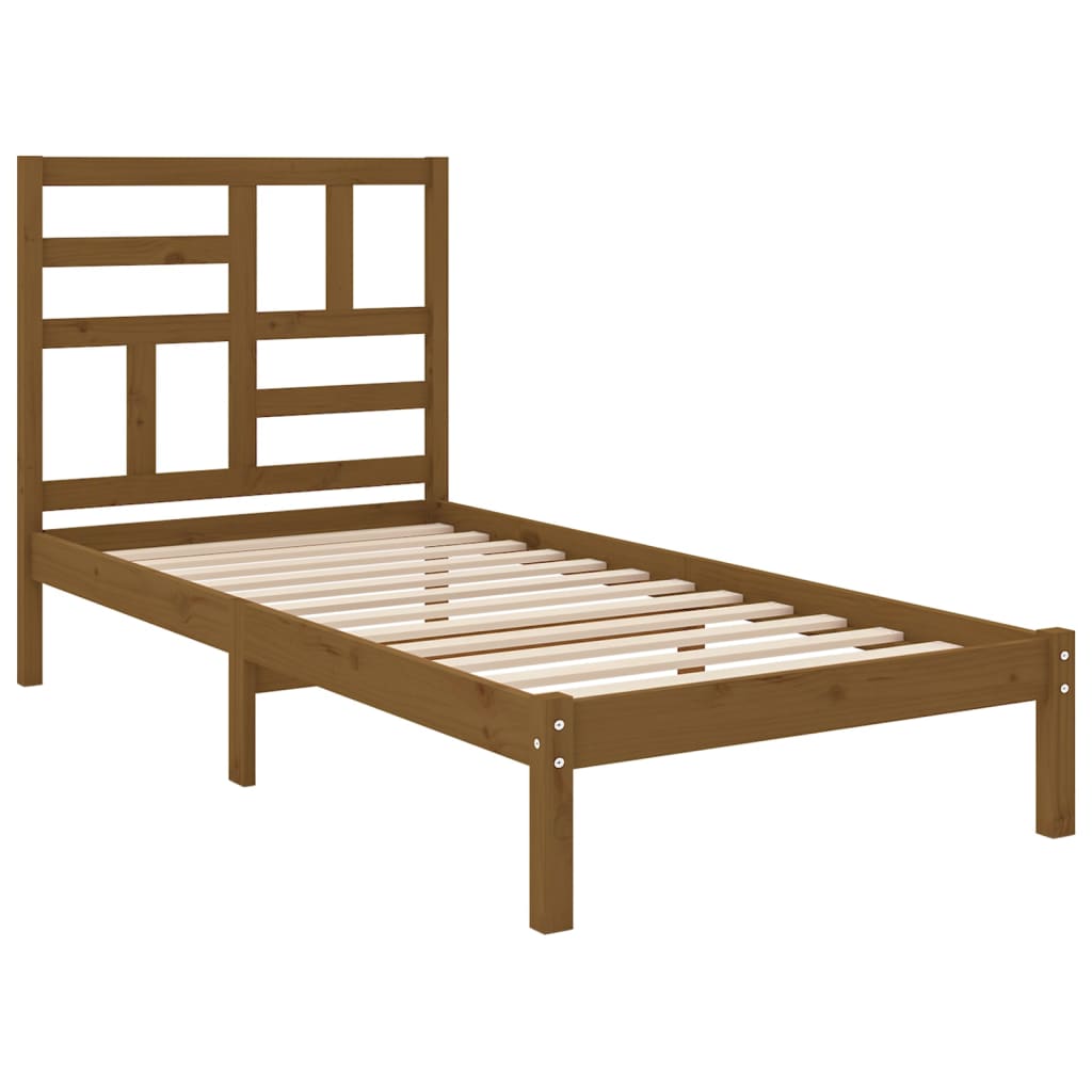 Bedframe Massief Hout Honingbruin 75X190 Cm 2Ft6 Small Single