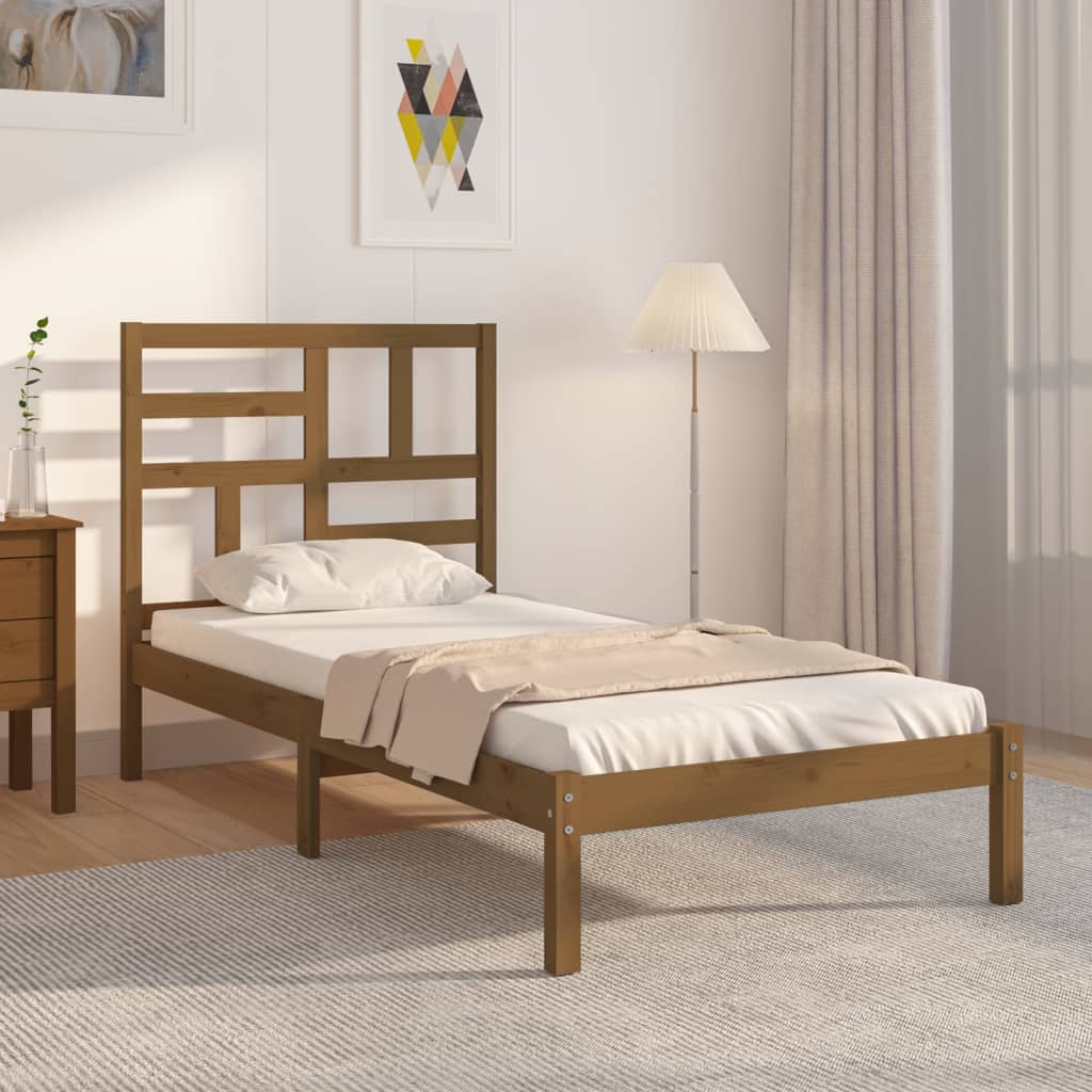 Bedframe Massief Hout Honingbruin 75X190 Cm 2Ft6 Small Single