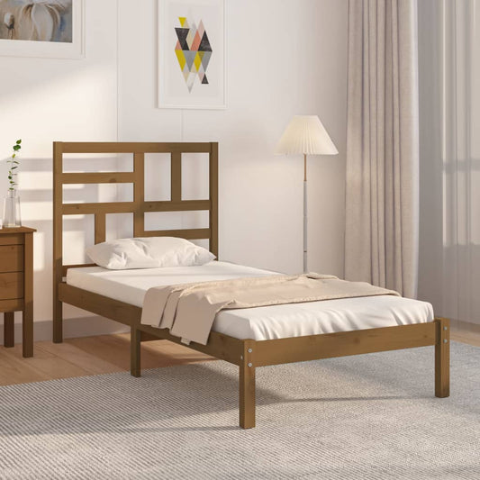 Bedframe Massief Hout Honingbruin 75X190 Cm 2Ft6 Small Single