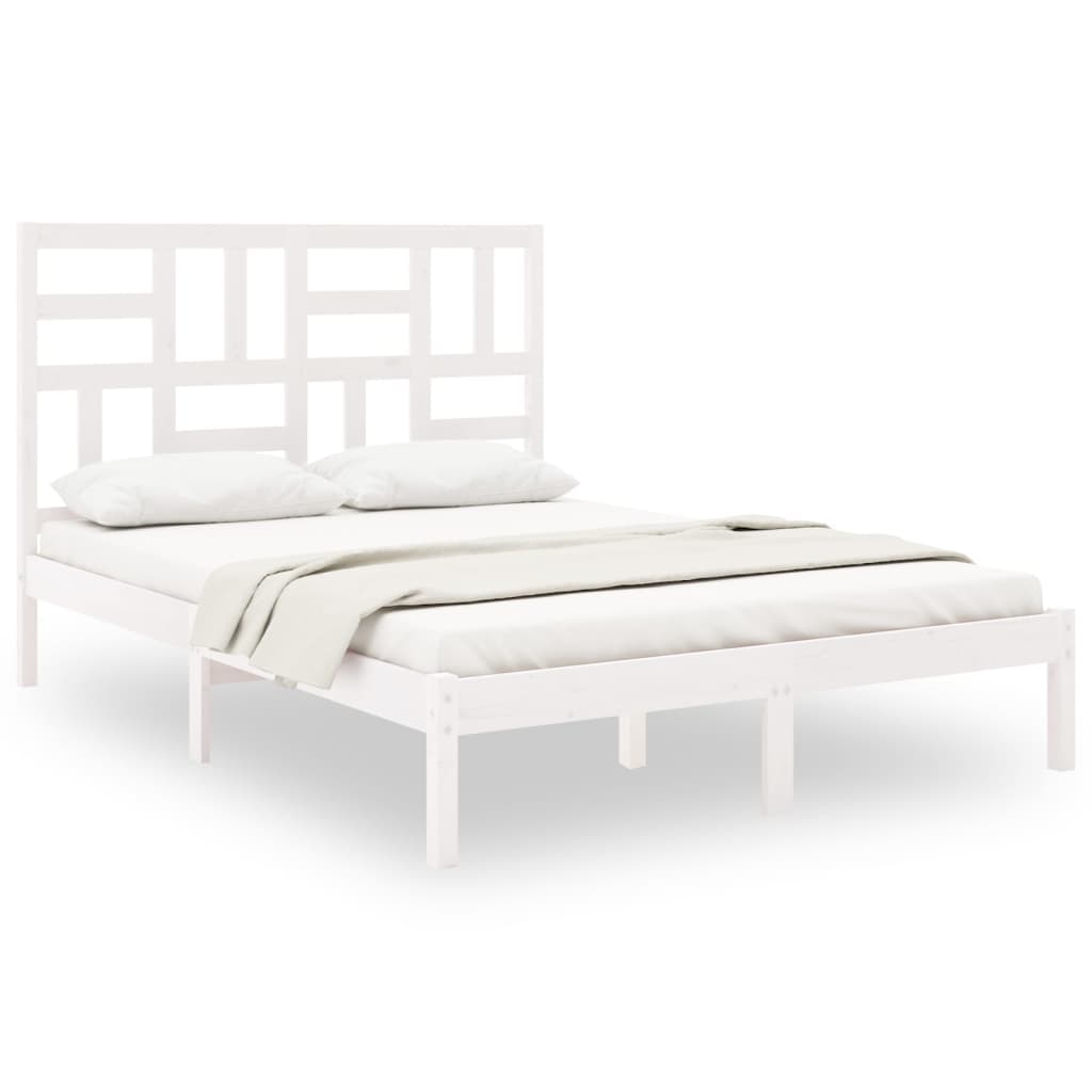 Bedframe Massief Hout Wit 120X190 Cm 4Ft Small Double