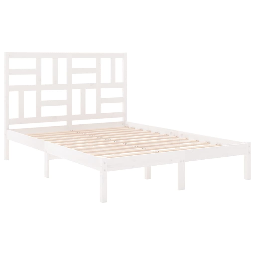 Bedframe Massief Hout Wit 120X190 Cm 4Ft Small Double