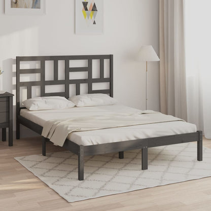 Bedframe Massief Hout Grijs 120X190 Cm 4Ft Small Double