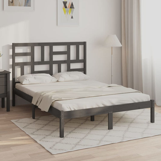 Bedframe Massief Hout Grijs 120X190 Cm 4Ft Small Double