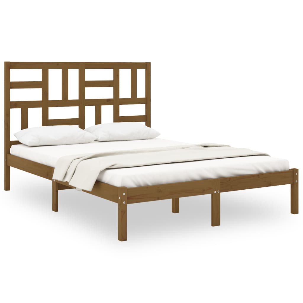 Bedframe Massief Hout Honingbruin 120X190 Cm 4Ft Small Double