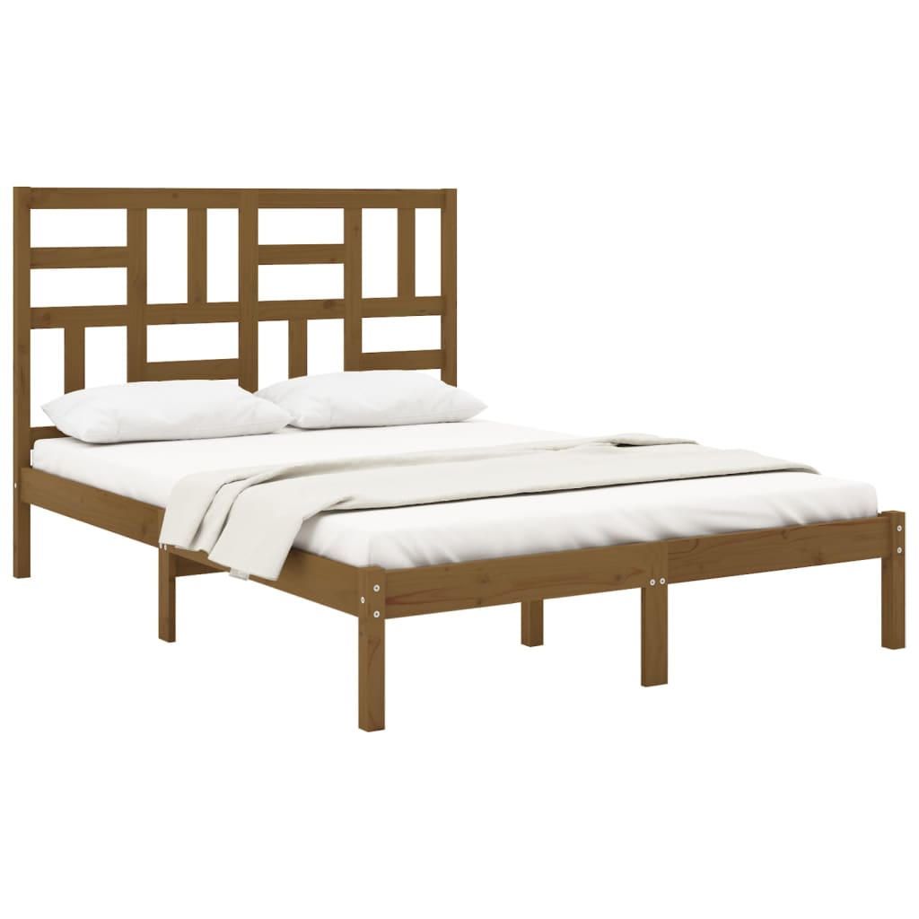 Bedframe Massief Hout Honingbruin 120X190 Cm 4Ft Small Double