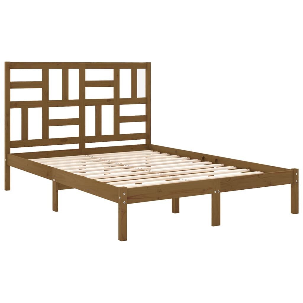 Bedframe Massief Hout Honingbruin 120X190 Cm 4Ft Small Double