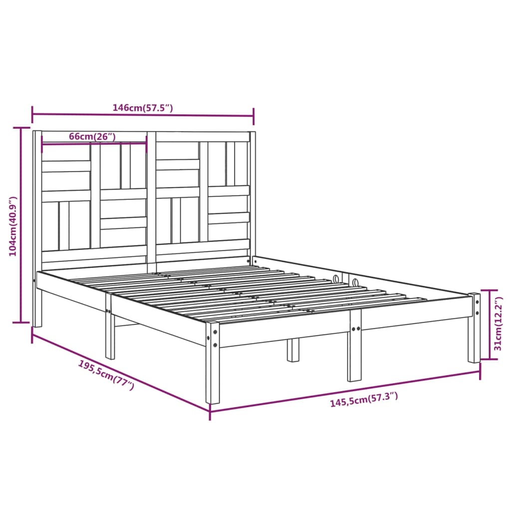 Bedframe Massief Hout 140X190 Cm