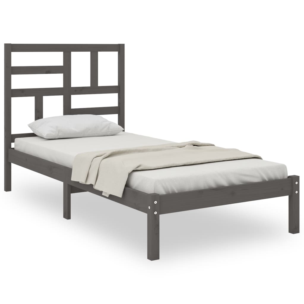 Bedframe Massief Hout Grijs 100X200 Cm