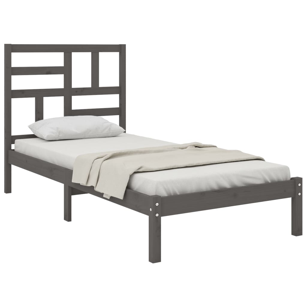 Bedframe Massief Hout Grijs 100X200 Cm