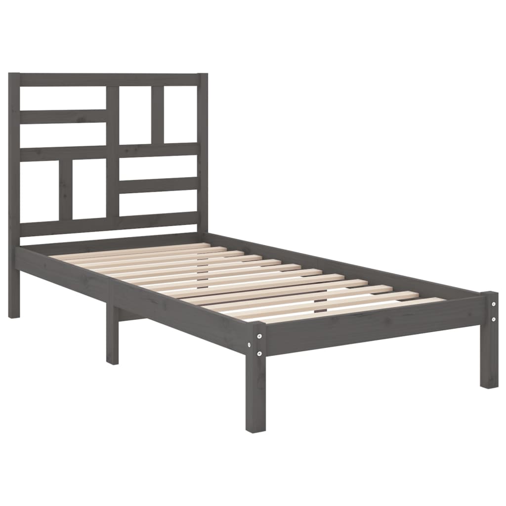 Bedframe Massief Hout Grijs 100X200 Cm
