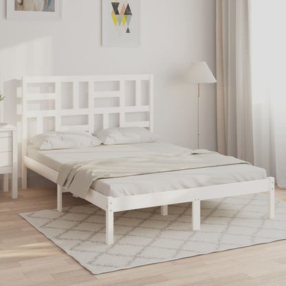 Bedframe Massief Hout Wit 150X200 Cm 5Ft King Size