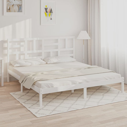 Bedframe Massief Hout Wit 180X200 Cm 6Ft Super King