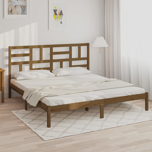 Bedframe Massief Hout Honingbruin 180X200 Cm 6Ft Super King