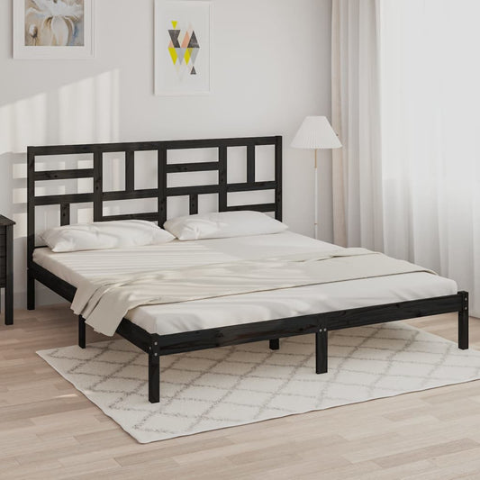 Bedframe Massief Hout Zwart 200X200 Cm