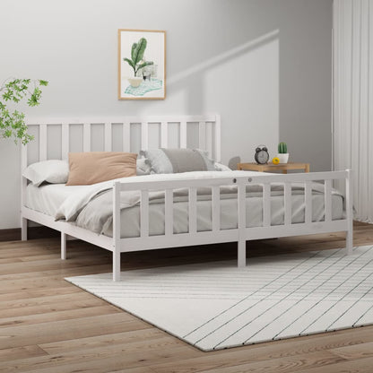 Bedframe Massief Grenenhout Wit 180X200 Cm 6Ft Super King