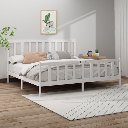 Bedframe Massief Grenenhout Wit 180X200 Cm 6Ft Super King