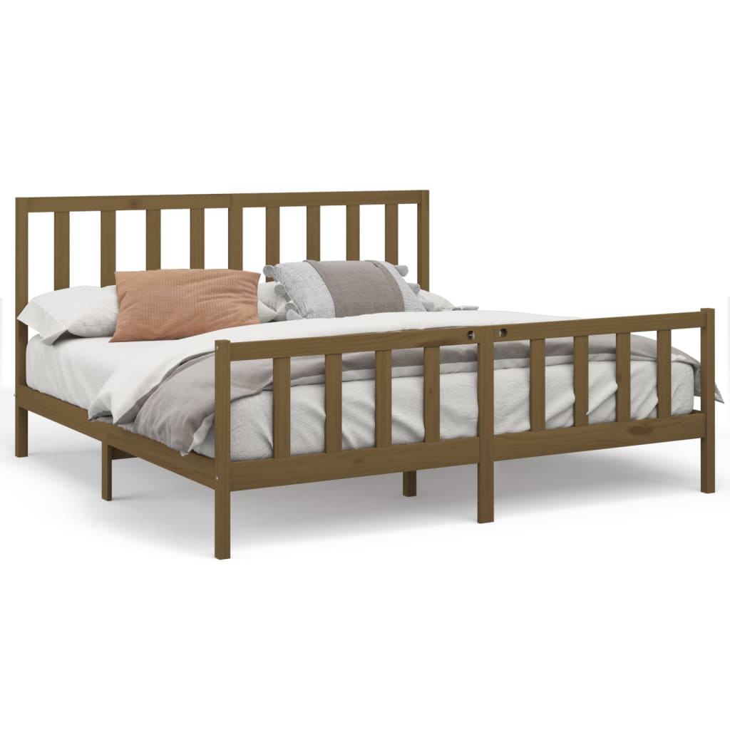 Bedframe Massief Grenenhout Honingbruin 200X200 Cm