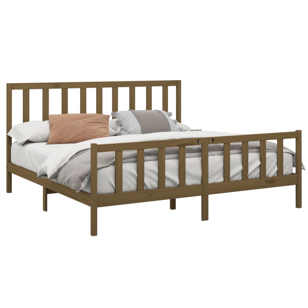 Bedframe Massief Grenenhout Honingbruin 200X200 Cm
