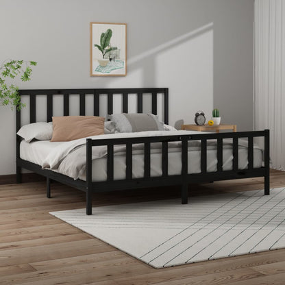 Bedframe Massief Grenenhout Zwart 200X200 Cm