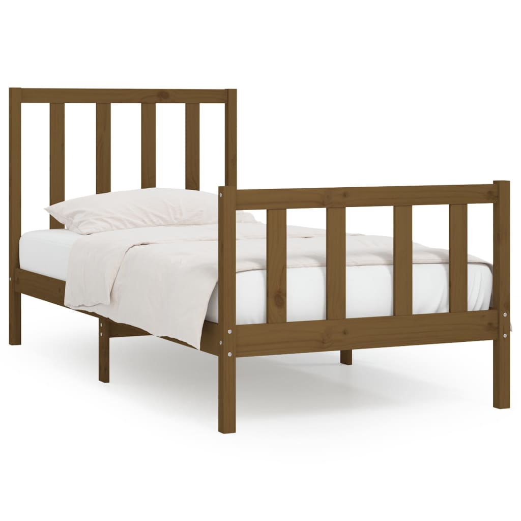 Bedframe Massief Hout Honingbruin 90X200 Cm