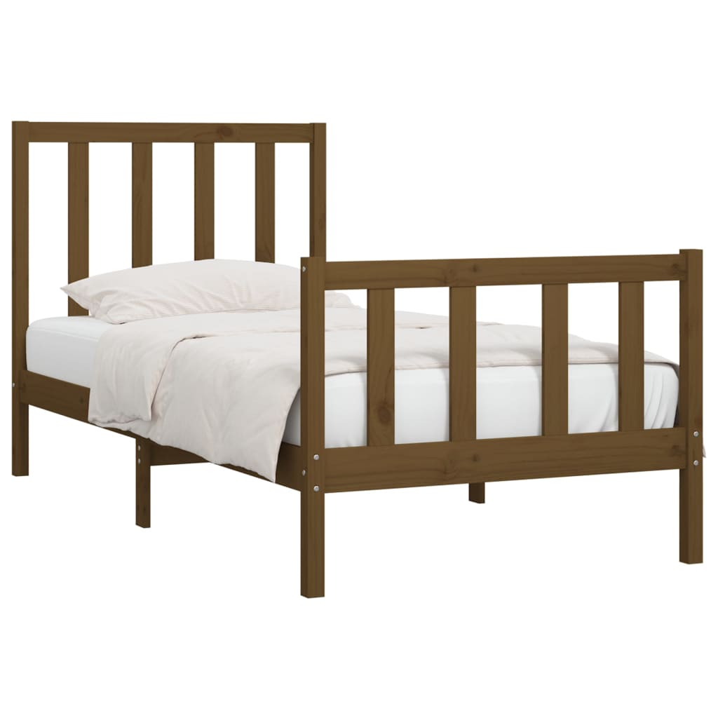 Bedframe Massief Hout Honingbruin 90X200 Cm