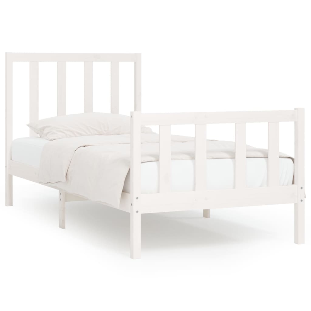 Bedframe Massief Hout Wit 100X200 Cm