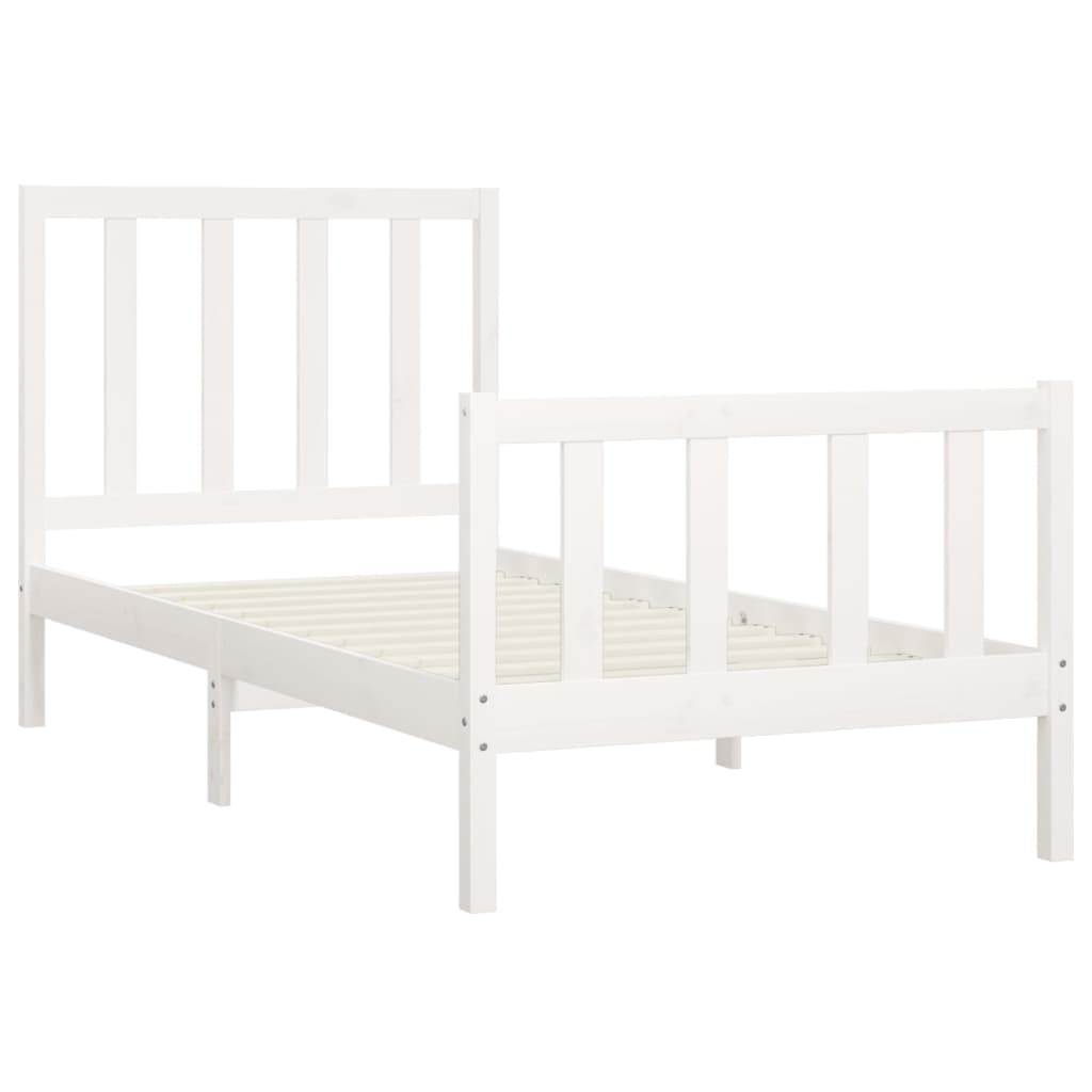 Bedframe Massief Hout Wit 100X200 Cm
