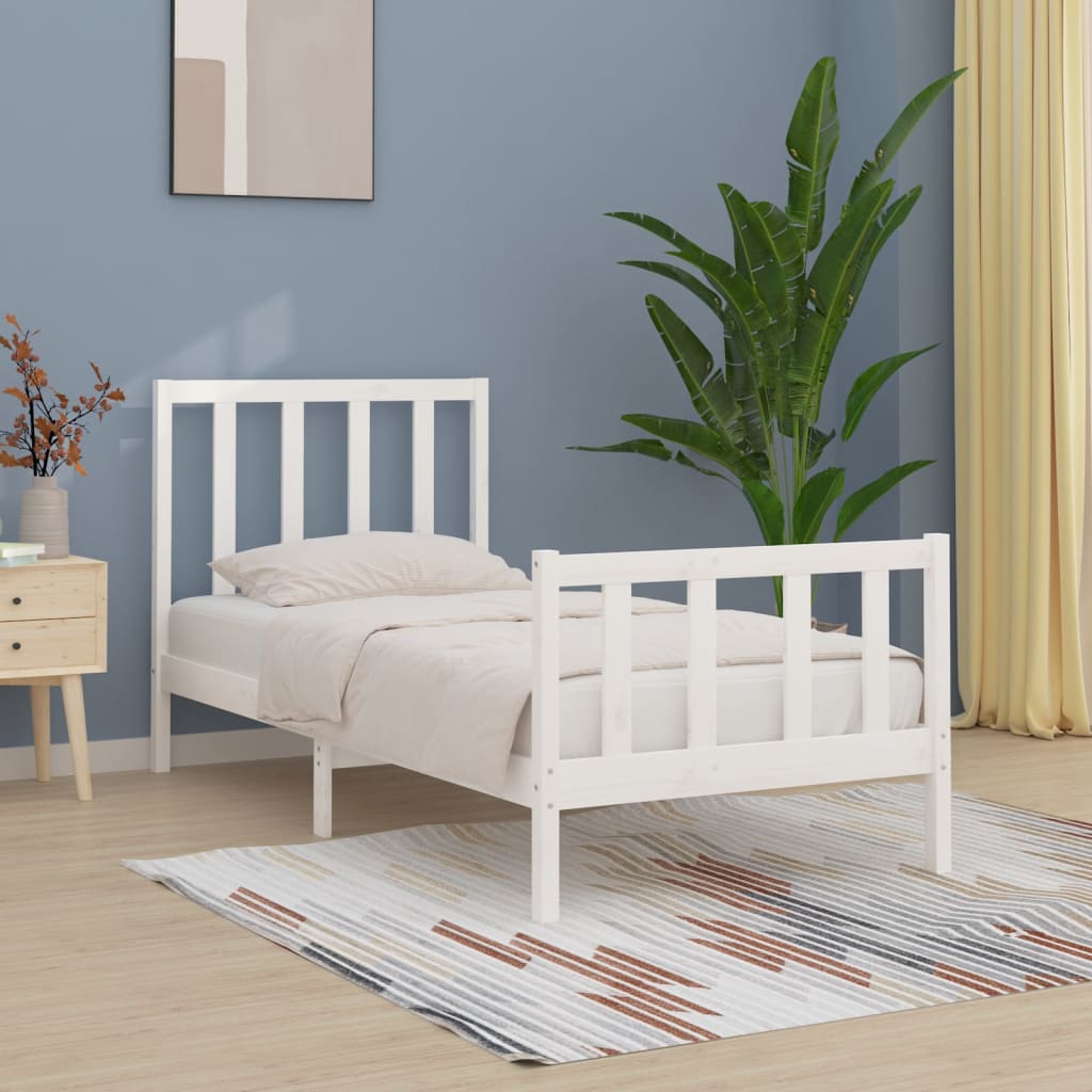 Bedframe Massief Hout Wit 100X200 Cm